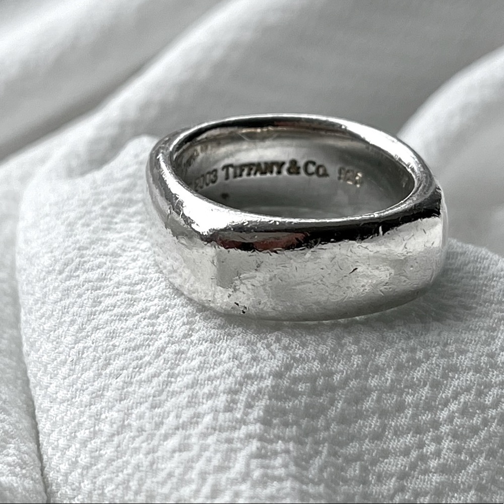 Authentic Tiffany & Co. Sterling Silver Square Cushion Band Ring Size 7